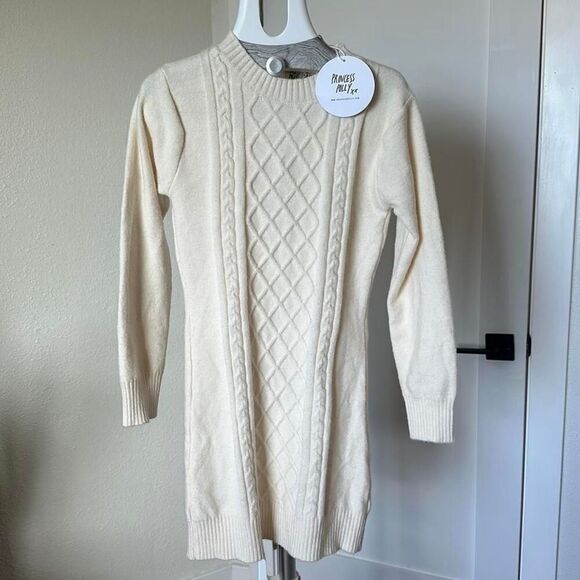 Princess Polly Knit Sweater Dress 'Don't Go Back' Mini in Beige on XS/S - Picture 3 of 5